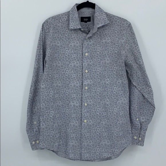 Tallia Gray Geometric Circles Modern Fit Sport Shirt Size Medium - Picture 2 of 16